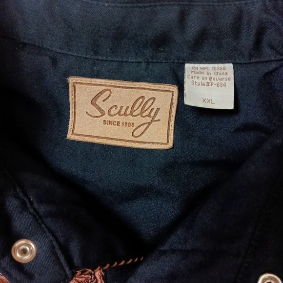 SOLD Scully Men's Embroidered Gunfighter Long Sleeve Snap Western Shirt Sz XXL - Picture 8 of 11